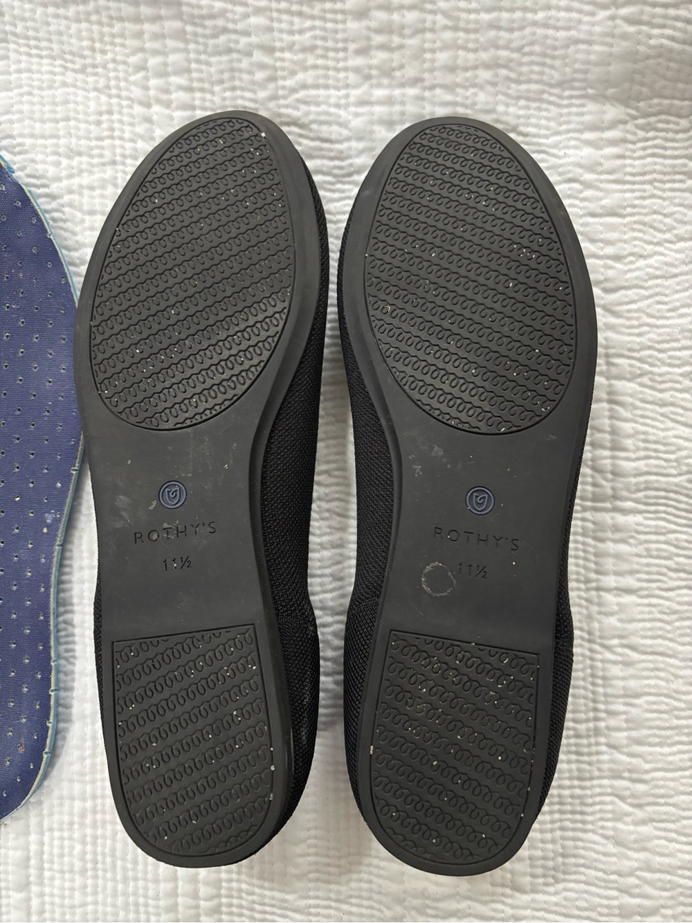 Rothy's Black Knit Flats with Blue Trim Size 11.5 - Picture 6 of 7